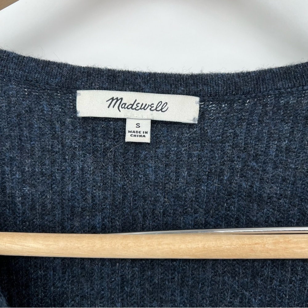 Madewell Warmlight‎ V-Neck Pullover Sweater, Navy, Size L - Picture 5 of 13